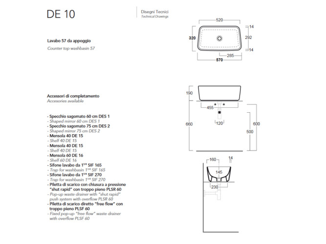 Раковина накладная SIMAS LAVABI DE 10 bia