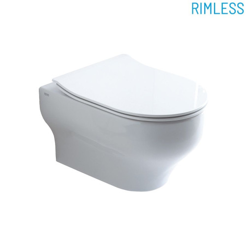 Olympia Clear, подвесной безободковый унитаз с сиденьем микролифт, цвет черный матовый