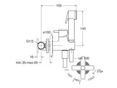 Cмеситель для туалета/биде с гибким шлангом CRISTINA Гигиенические души WJ67613