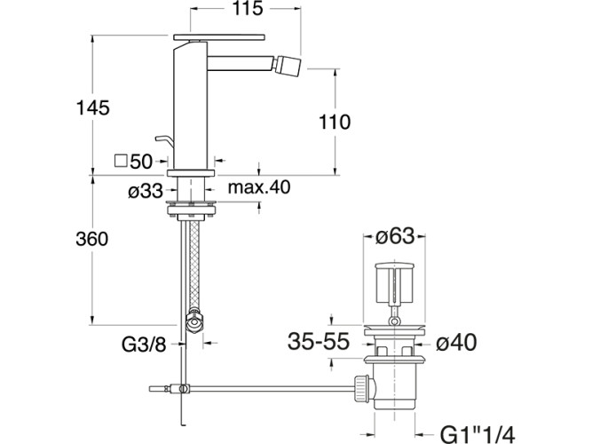 Смеситель для биде CRISTINA TABULA TA32151