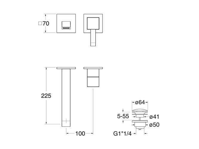 Наружные части смесителя для раковины CRISTINA QUADRI QM25913