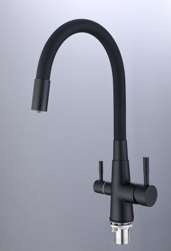 15180-CC Смес. для кухни с гиб шланг и под фильт НЕРЖ (черн/чер.) HANSEN (10/1шт)