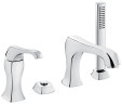 Emmevi Ares, комплект смесителя на борт ванны на 4 отверстия (излив 19,2 см), с набором для душа, цвет хром