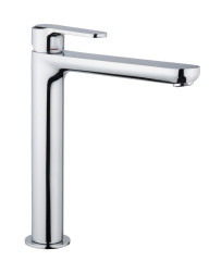 Emmevi Nefer, высокий однорычажный смеситель для раковины (излив 22 см), с донным клапаном click-clack, цвет черный матовый