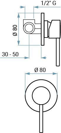 Emmevi Piper, однорычажный встраиваемый смеситель для душа D80мм, цвет золото