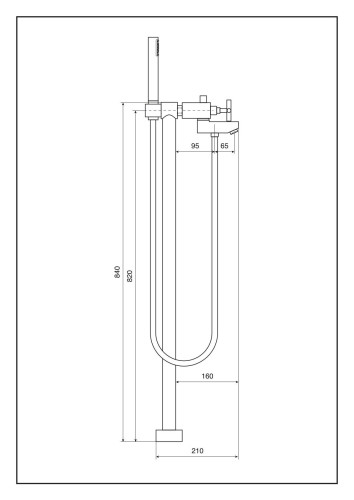 Emmevi Spirit New, двухвентильный напольный смеситель для ванны с набором для душа, цвет хром