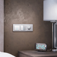 W1120109/ Выключатель двухклавишный с подсветкой (cеребряный рифленый) W1120109