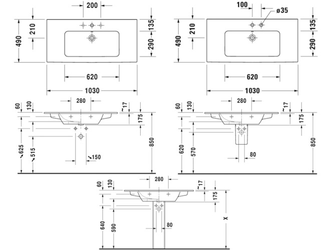 Раковина подвесная/на тумбу DURAVIT ME BY STARCK 2336100000
