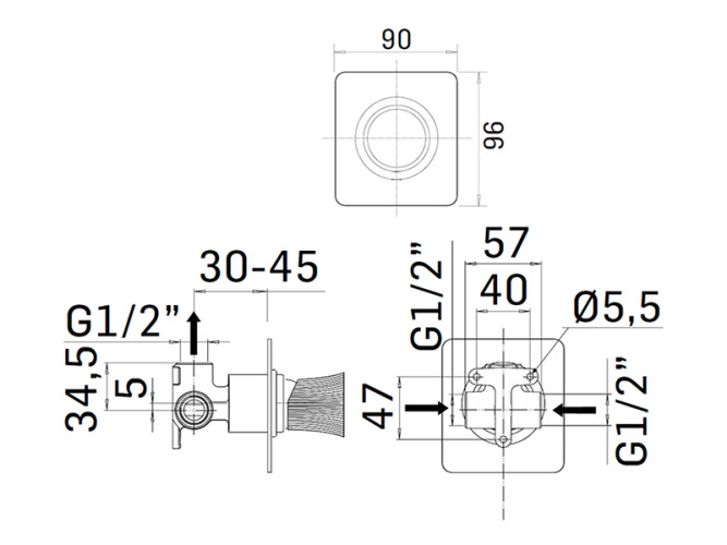Внешняя часть встраиваемого смесителя для душа MAMOLI TOKYO 3872PE00T001