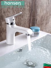 10003-F Смеситель для умывальника (БЕЛЫЙ) HANSEN  (10/1шт)