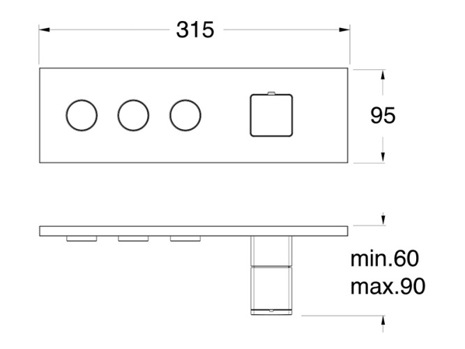 Наружный комплект для термостатического смесителя для душа CRISTINA THERMO UP XQ71380