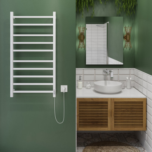 Полотенцесушитель Электрич.кабельный Ника STEP-2 100/50 RAL9016 белый матовый правый тэн