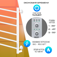 Полотенцесушитель Электрич.кабельный Ника WAY-2 60/40 RAL9016 белый матовый U