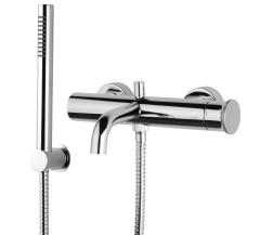 Emmevi Filobrass, однорычажный смеситель для ванны (излив 18,2 см), рукоятка без стержня, с набором для душа, цвет зачищенное золото