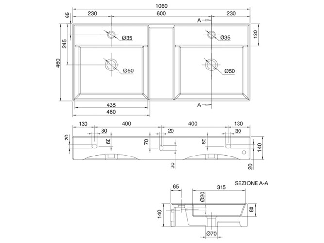 Раковина накладная/  подвесная Scarabeo TEOREMA 8035