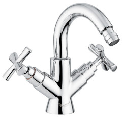 Emmevi Spirit New, двухвентильный смеситель (h21,5 см) для биде с поворотным изливом и донным клапаном, цвет зачищенное золото