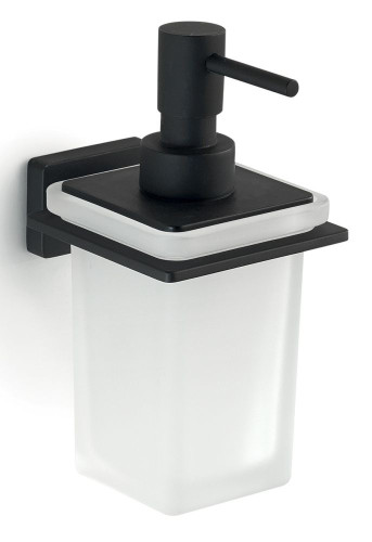 Gedy Atena, настенный стеклянный дозатор c металлической помпой, цвет черный матовый