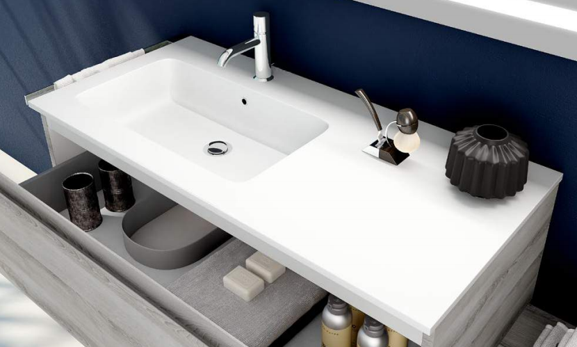 IBC, раковина из минерального литья левая 120 см c отверстием под смеситель, цвет белый