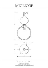 Дозатор жидкого мыла с кольцом настенный, стекло/золото/SWAROWSKI Migliore Cristalia