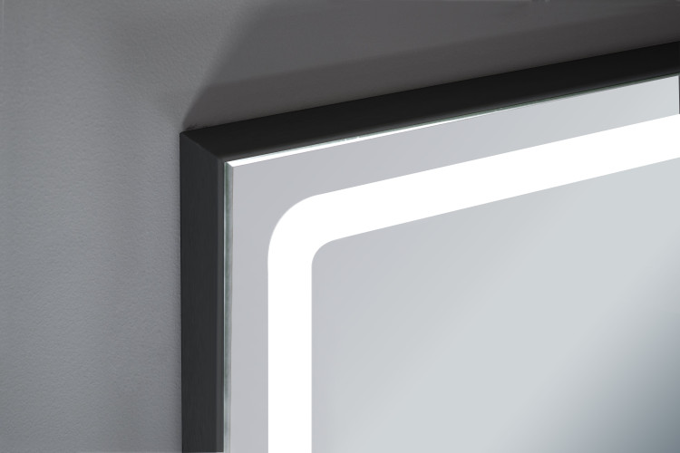 Xpertials Emin, прямоугольное зеркало Led 100х80 см: датчик подсветки с диммером, профиль черный матовый