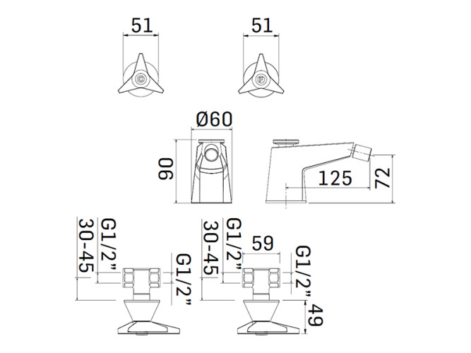Смеситель для биде MAMOLI GIO PONTI 5513PE000001