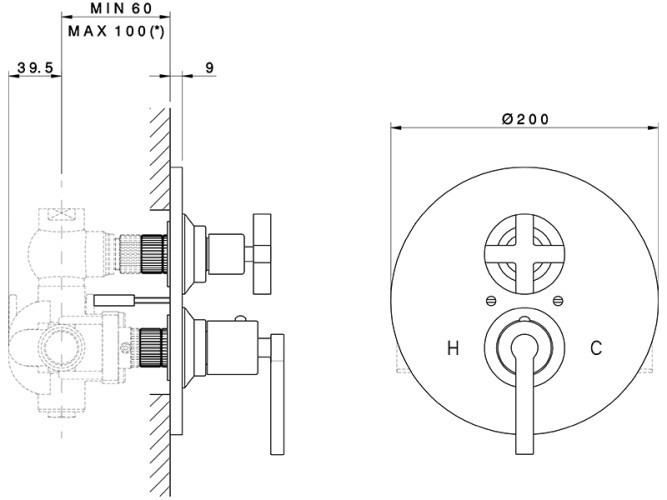 Наружная часть термостатического смесителя NICOLAZZI M.CROCE 4909CR27
