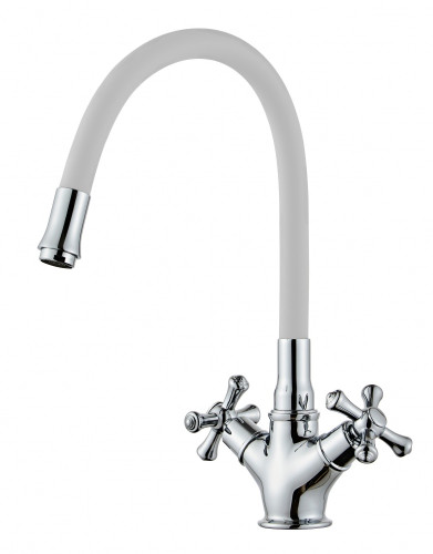 210124-F См-ль 2-руч. для кухни с гибким из. (БЕЛЫЙ) ViEiR (10/1шт)