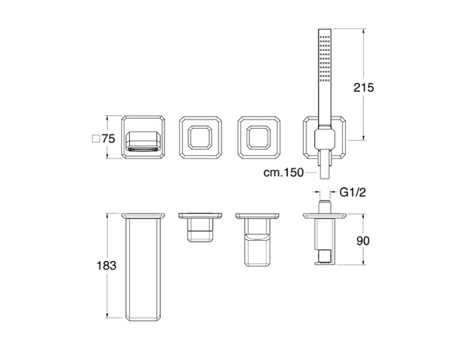 Наружные части смесителя для ванны CRISTINA ITALY IT10334