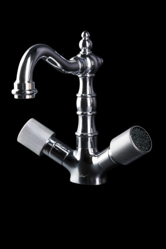 Смеситель для умывальника, высокий ROYAL CRYSTAL black, хром_Комплект