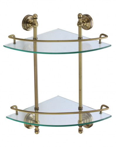 31082-D Угловая стеклянная 2-я полка (БРОНЗА) GANZER (5/1шт)