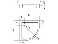 Душевой акриловый поддон RADAWAY DOROS SDRA9090-05-64S