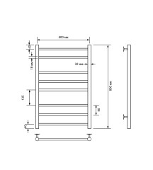 Полотенцесушитель водяной Comfysan Luce W-8 80/50, черный