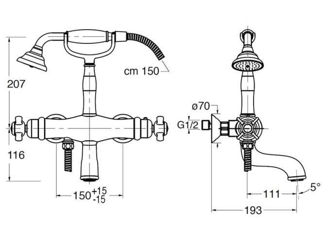 Смеситель для ванны термостатический CRISTINA LONDRA LD18251