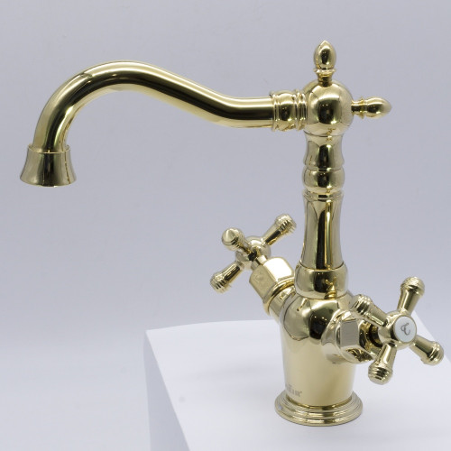 370111-E Смеситель 2-руч. для раковины (ЗОЛОТО) ViEiR (10/1шт)