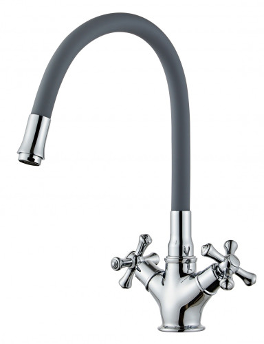 210124-H См-ль 2-руч. для кухни с гибким из. (СЕРЫЙ) ViEiR (10/1шт)