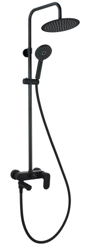 AQG WIND BLU RD, душевая колонна регул. по высоте 95-150 см: со складным изливом и круглым верхним душем 25 см, цвет черный матовый