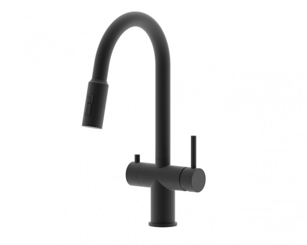 15060-C Смес. од. для кухни с ВЫД. лейкой и подк. ФИЛЬТ. (ЧЕРНЫЙ)  ViEiR (10/1шт)