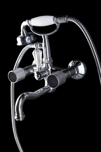 Смеситель для ванны, душ. компл. ROYAL CRYSTAL black, хром переключатель чёрный Swarovski_Комплект