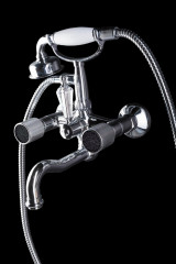 Смеситель для ванны, душ. компл.  ROYAL CRYSTAL black, хром переключатель чёрный Swarovski_Комплект