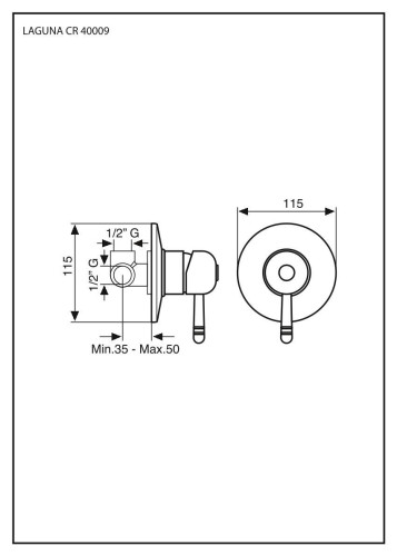 Emmevi Laguna, однорычажный встраиваемый смеситель для душа, цвет хром