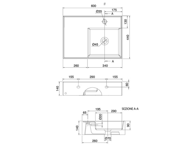 Раковина накладная/ подвесная Scarabeo TEOREMA 2.0 5117/53