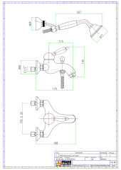 Fiore Imperiale, однорычажный смеситель для ванны с набором для душа, цвет хром