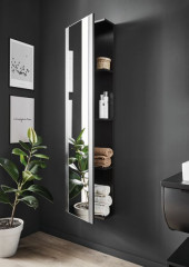 Puris Rounds, высокий шкаф (1 зеркальная дверь) 400 мм левый, цвет белый матовый