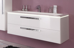 Puris Star Line, тумба (2 ящика) под рак. на 1 или 2 смесителя 1200 мм, цвет белый высокоглянцевый