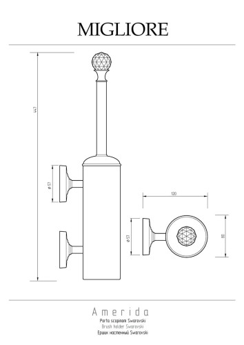 Ершик настенный, хром/Swarovski Migliore Amerida