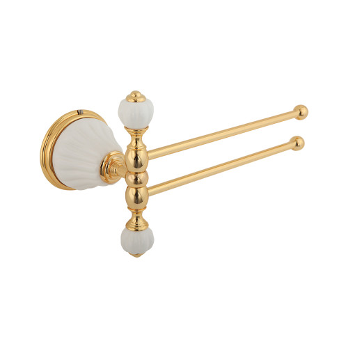 Полотенцедержатель двойной поворотный L20 cм, керамика белая, золото Migliore Olivia