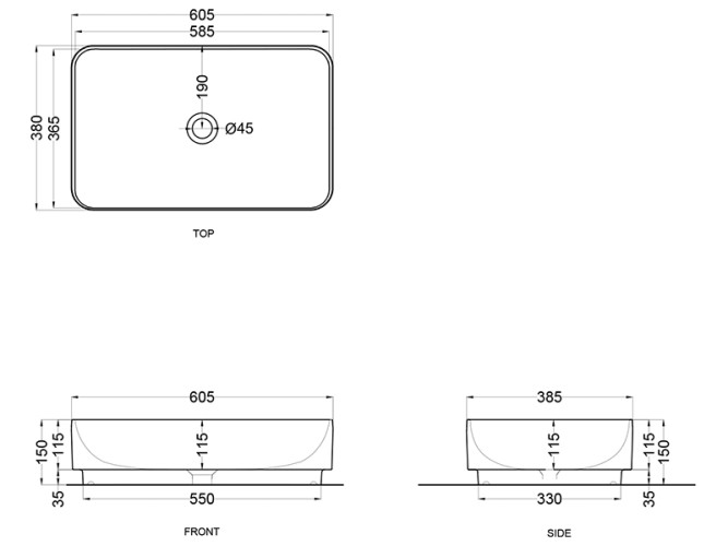 Раковина накладная CIELO MARE MRLAR LV
