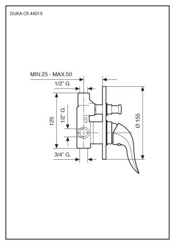 Emmevi Duka, смеситель внутристенный на 2 выхода, цвет золото
