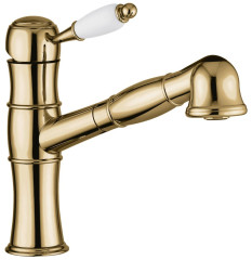 Emmevi Laguna, однорычажный кухонный смеситель с поворотным вытяжным изливом (излив 23,2 см), без донного клапана, цвет бронза