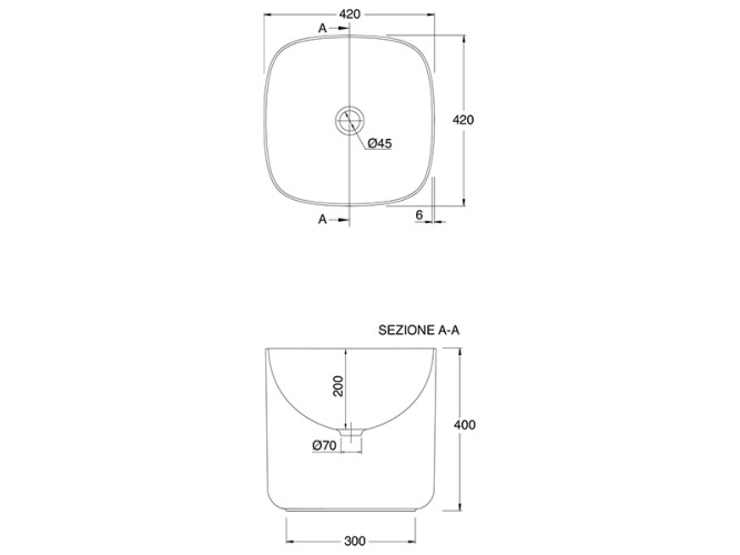 Раковина накладная Scarabeo MOON 5503/41